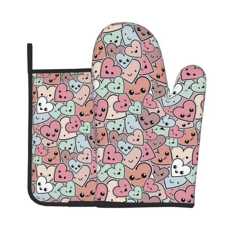 Lukts Cartoon Hearts Print Kitchen Heat-Resistant Gloves and Spacers 2pcs Set Suitable for Baking and Cooking
Lukts Cartoon Hearts Print Kitchen Heat-Resistant Gloves and Spacers 2pcs Set Suitable for Baking and Cooking