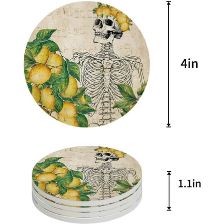 ZHANZZK Summer Skull and Fruits Lemon Retro Set of 8 Round Coaster for Drinks Absorbent Ceramic Stone Coasters Cup Mat with Cork Base for Home Kitchen Room Coffee Table Bar Decor
ZHANZZK Summer Skull and Fruits Lemon Retro Set of 8 Round Coaster for Drinks Absorbent Ceramic Stone Coasters Cup Mat with Cork Base for Home Kitchen Room Coffee Table Bar Decor