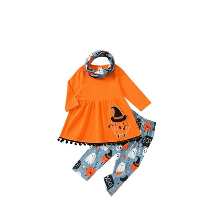 ZIYIXIN Toddler Baby Girls Halloween Outfits Ruffle Tunic Dress Top Pumpkin Legging Scarf 3PCS Fall Winter Clothes Orange 18-24 Months
ZIYIXIN Toddler Baby Girls Halloween Outfits Ruffle Tunic Dress Top Pumpkin Legging Scarf 3PCS Fall Winter Clothes Orange 18-24 Months