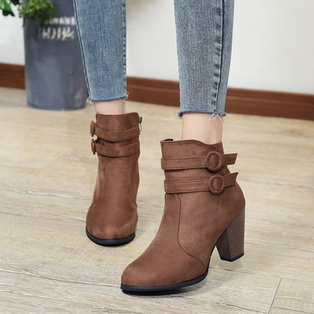 YOTAMI Womens Boot Shoes Solid Color Retro Flock Middle Heel Zipper Non-slip Low Boots Dating Brown 6
YOTAMI Womens Boot Shoes Solid Color Retro Flock Middle Heel Zipper Non-slip Low Boots Dating Brown 6