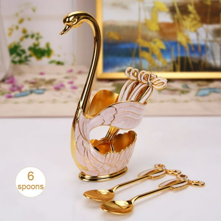 SEARCHI Coffee Spoon Set with Swan Base Holder 6Pcs Dessert Spoons with Organizer Dessert Flatware Set Small Delicate Spoons for Coffee Dessert Ice Cream
SEARCHI Coffee Spoon Set with Swan Base Holder 6Pcs Dessert Spoons with Organizer Dessert Flatware Set Small Delicate Spoons for Coffee Dessert Ice Cream