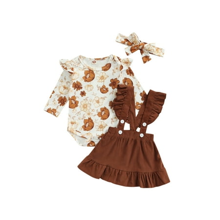 Nokpsedcb Infant Baby Girls 3Pcs Clothes Sets Floral Long Sleeve Romper + Ruffle Suspender Flared Skirt + Headband Yellow 6-12 Months
Nokpsedcb Infant Baby Girls 3Pcs Clothes Sets Floral Long Sleeve Romper + Ruffle Suspender Flared Skirt + Headband Yellow 6-12 Months