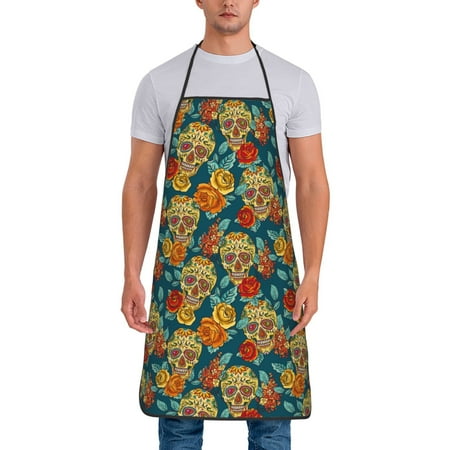 Uemuo Skull And Flowers Printed Bib Apron Adjustable Water and Oil Resistant Cooking Kitchen Chef Apron for Women Men
Uemuo Skull And Flowers Printed Bib Apron Adjustable Water and Oil Resistant Cooking Kitchen Chef Apron for Women Men