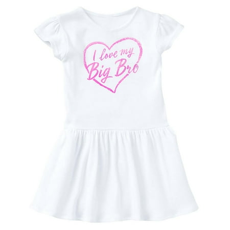 Inktastic I Love My Big Bro in Pink Chalk Heart Gift Toddler Girl Dress
