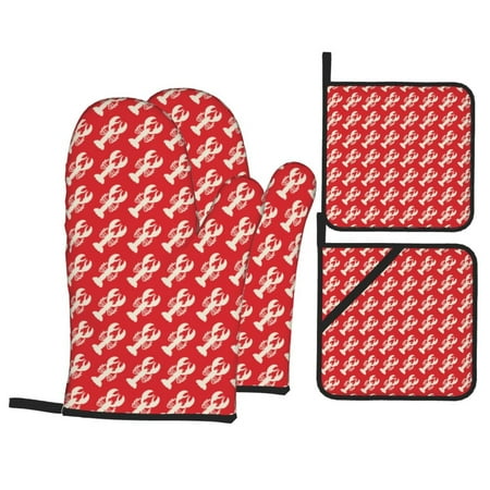 Oven Mitts and Pot Holders 4 pcs Set Retro Lobsters Heat Resistant Pot Holders Oven Mitts for kitchen Non-Slip Hanging Loop Oven Glove Potholders for Baking Cooking
Oven Mitts and Pot Holders 4 pcs Set Retro Lobsters Heat Resistant Pot Holders Oven Mitts for kitchen Non-Slip Hanging Loop Oven Glove Potholders for Baking Cooking
