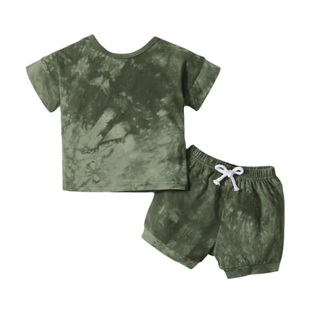 Kucnuzki 2T Toddler Boy Summer Outfits Shorts Sets 3T Short Sleeve Tie Dye Prints Cozy Tops Elastic Cozy Shorts 2PCS Set Green
Kucnuzki 2T Toddler Boy Summer Outfits Shorts Sets 3T Short Sleeve Tie Dye Prints Cozy Tops Elastic Cozy Shorts 2PCS Set Green
