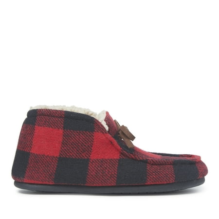 DF by Dearfoams Kids Plaid or Twill Bootie with Tie slippers