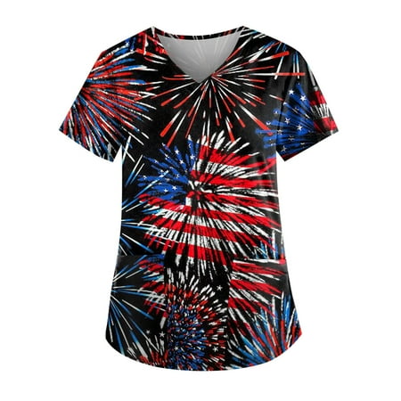 Apepal Women Short Sleeve V-neck Print Pocket Scrub Tops
Apepal Women Short Sleeve V-neck Print Pocket Scrub Tops