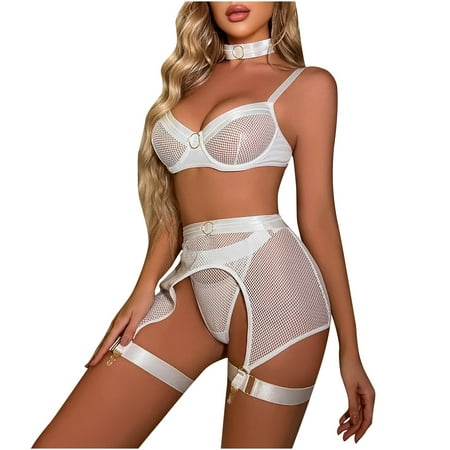 Fiudx Sexy Lingerie Garter Sexy Underwear Lace Three Piece Set 597