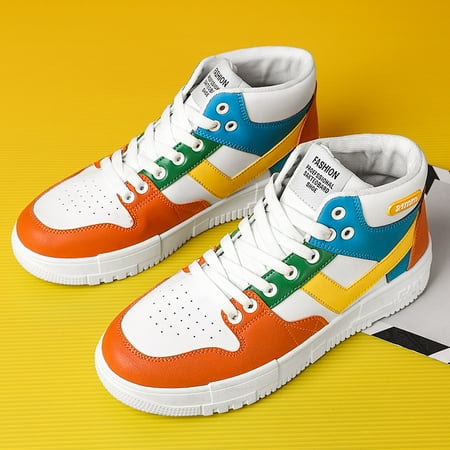 Men‘s Fashion High Top Faux Leather Rubber In Sole Color Block Skate Sneakers Anti-skid Wear-resistant Lace Up Casual Elevator Shoes
Men‘s Fashion High Top Faux Leather Rubber In Sole Color Block Skate Sneakers Anti-skid Wear-resistant Lace Up Casual Elevator Shoes