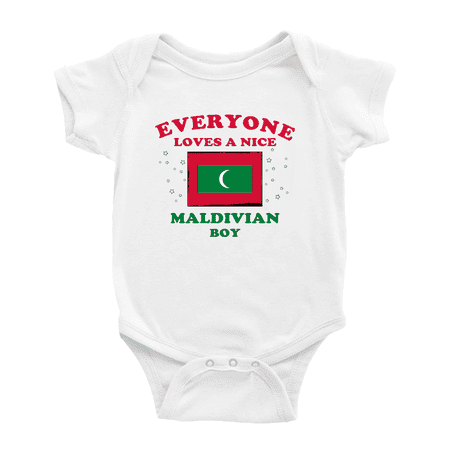 Everyone Loves a Nice Maldivian Boy Cute Baby Bodysuit Baby Clothes (White 3-6 Months)
Everyone Loves a Nice Maldivian Boy Cute Baby Bodysuit Baby Clothes (White 3-6 Months)