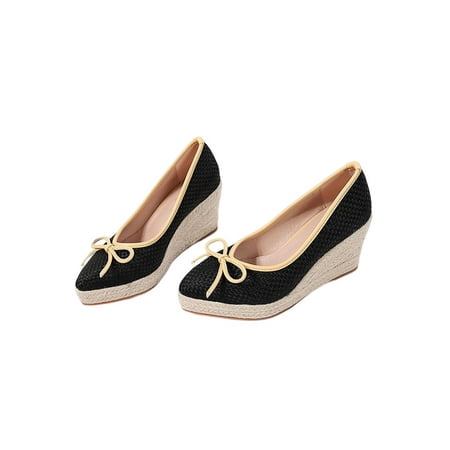 Ymiytan Women Pump Shoes Pointed Toe Casual Shoe Slip On Wedge Pumps Outdoor Breathable Comfort Bow High Heels Black 6
Ymiytan Women Pump Shoes Pointed Toe Casual Shoe Slip On Wedge Pumps Outdoor Breathable Comfort Bow High Heels Black 6