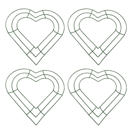 4pcs/pack Ring Christmas Wedding Craft Home Decor Heart Shape Wire Wreath Frame