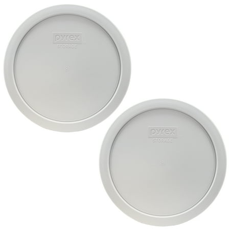 Pyrex 7402-PC Jet Gray Plastic Round Food Storage Replacement Lid Cover (2-Pack)
