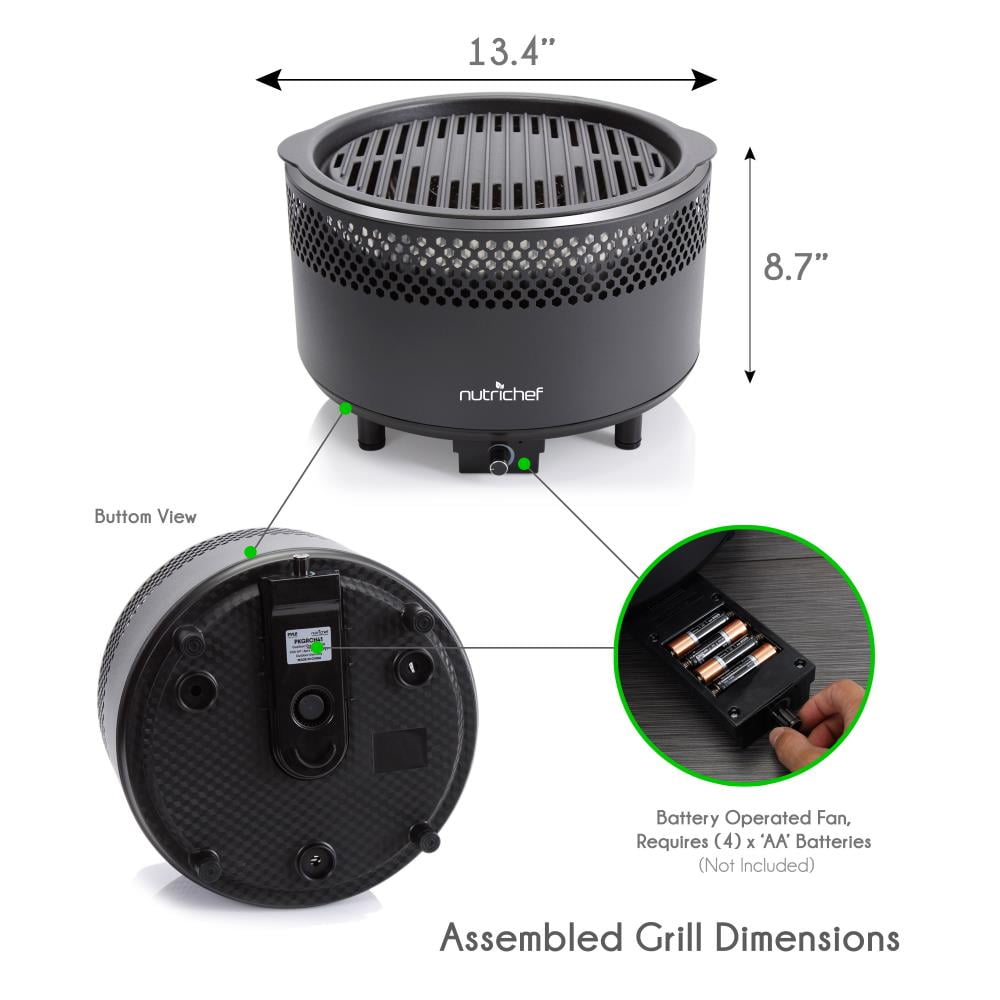 Nutrichef Pkgrch Compact Charcoal Bbq Grill Portable