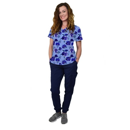 Womens Medical Nursing Scrub Set GT 4FLEX Print Top and Jogger Pant-Handdrawn Floral/Navy Pant-Small
Womens Medical Nursing Scrub Set GT 4FLEX Print Top and Jogger Pant-Handdrawn Floral/Navy Pant-Small