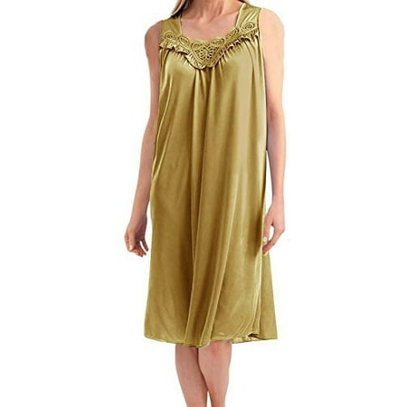 Women's Satin Silk and Lace Sleeveless Lingerie Nightgown By EZI