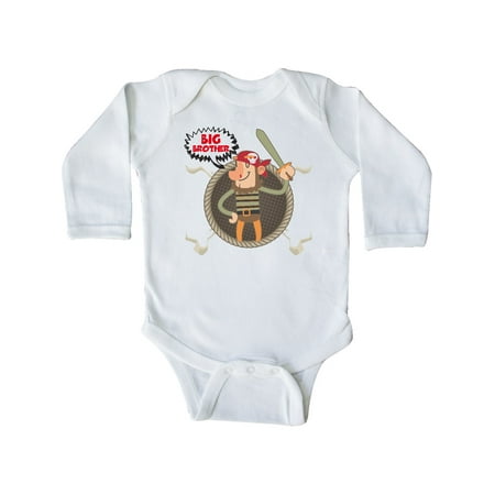 Inktastic Big Brother Pirate Gift Baby Boy Long Sleeve Bodysuit