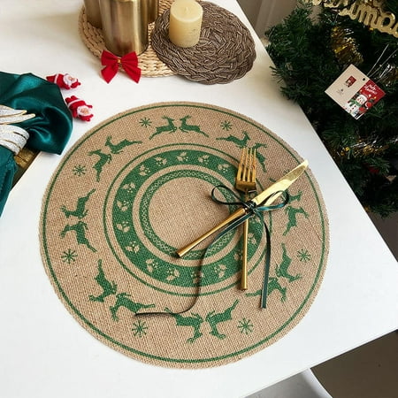 Christmas Retro Jute Placemat Round Printed Woven Dining Table Mat with Wool Ball Heat-Resistant Home Decorative Coffee Cup Mats
Christmas Retro Jute Placemat Round Printed Woven Dining Table Mat with Wool Ball Heat-Resistant Home Decorative Coffee Cup Mats