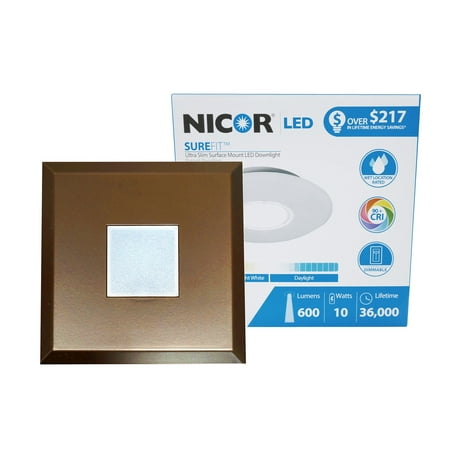 NICOR Lighting SureFit 5.25-Inch Square Ultra Slim 2700K LED Junction Box Retrofit Downlight Kit Oil-Rubbed Bronze (DLF-10-120-2K-SQ-OB)
NICOR Lighting SureFit 5.25-Inch Square Ultra Slim 2700K LED Junction Box Retrofit Downlight Kit Oil-Rubbed Bronze (DLF-10-120-2K-SQ-OB)