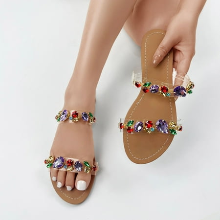 ZIZOCWA Flat Sandals for Women Clear Colorful Rhinestones Summer Bohemian Beach Slippers Outdoor Hiking Non-Slip Flip Flops Sandals Brown Size8.5
ZIZOCWA Flat Sandals for Women Clear Colorful Rhinestones Summer Bohemian Beach Slippers Outdoor Hiking Non-Slip Flip Flops Sandals Brown Size8.5