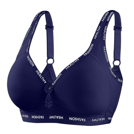 

OVBMPZD Women s Casual Sexy Lace Push Up Bra Front Buttons Shaping Cup Shoulder Straps Underwear Bra Lightly Plus Size Extra-Elastic Wireless Blue M