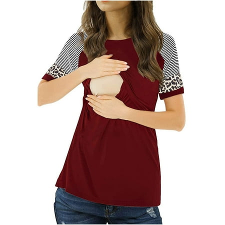 Tangnade Maternity Clothes Fashion Women Maternity Short Sleeve Striped Nursing T-shirt Tops For Breastfeeding
Tangnade Maternity Clothes Fashion Women Maternity Short Sleeve Striped Nursing T-shirt Tops For Breastfeeding