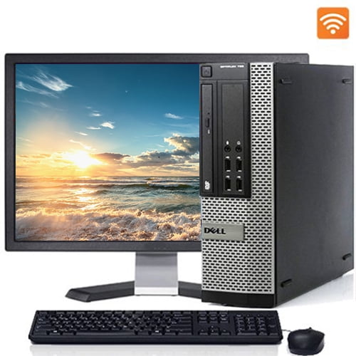 Dell Optiplex Desktop Computer SFF Tower with Intel Quad Core i5 Processor 8GB 500GB HD DVD Wifi Bluetooth Windows 10 Pro 19" LCD with Keyboard and Mouse - Refurbished