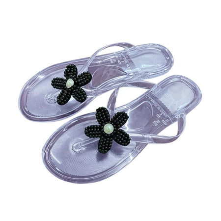 

Holiday Savings Deals! Kukoosong Flat Sandals for Women Summer Fashion Flower Flat Bottom Sandals Womens Comfortable Flip Toe Slippers Women s Sandals Clear 37