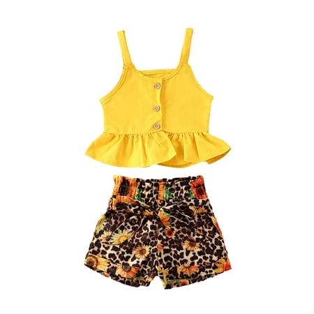 Carolilly 2pcs Toddler Baby Girl Casual Outfit Plain Ruffle Halter Crop Top + Floral Shorts Clothes Set
Carolilly 2pcs Toddler Baby Girl Casual Outfit Plain Ruffle Halter Crop Top + Floral Shorts Clothes Set