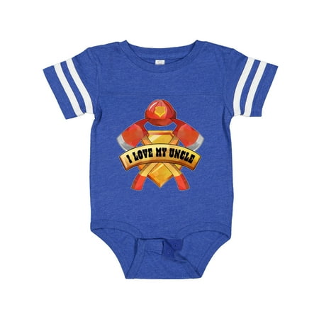 Inktastic I Love My Uncle- Firefighter Axes Badge Helmet Gift Baby Boy or Baby Girl Bodysuit