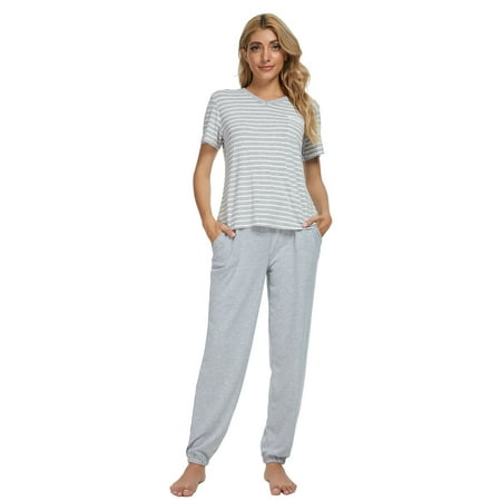 MintLimit Women s Pajamas Set Short Sleeve Striped Tops and Long Pants Trousers Nightwear Soft Lounge Set Sleepwear Pjs with Pockets
MintLimit Women s Pajamas Set Short Sleeve Striped Tops and Long Pants Trousers Nightwear Soft Lounge Set Sleepwear Pjs with Pockets