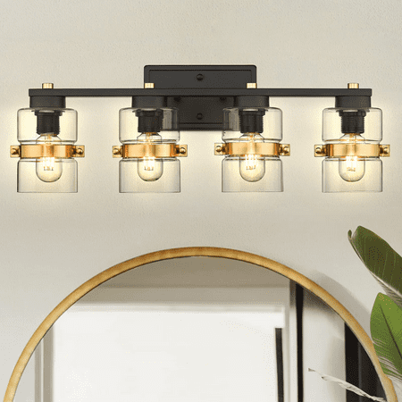 4-Light 24 Inch Farmhouse Black and Gold Vanity Light for Bathroom Bedroom Bath Wall Light Fixtures with Clear Glass Shade Black and Gold Finish
4-Light 24 Inch Farmhouse Black and Gold Vanity Light for Bathroom Bedroom Bath Wall Light Fixtures with Clear Glass Shade Black and Gold Finish