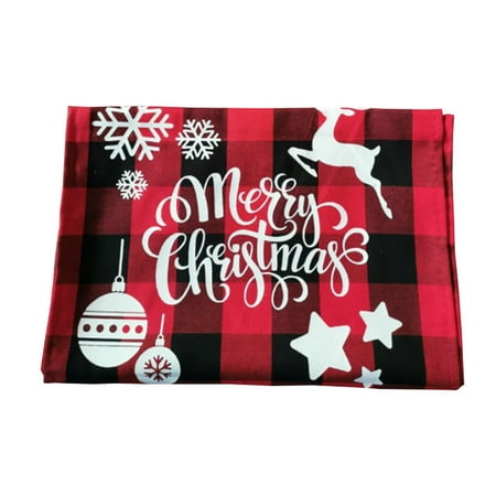 1pc Christmas Table Runner Lattice Table Cloth for Home Restaurant (Black Red)