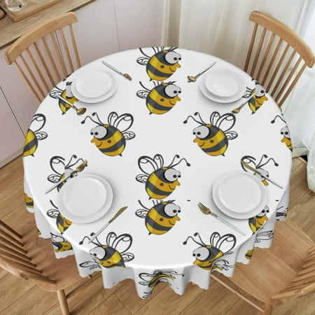 Tablecloth Cute Active Frendly Bee Table Cloth For Circular Tables Waterproof Resistant Picnic Table Covers For Kitchen Dining/Party
Tablecloth Cute Active Frendly Bee Table Cloth For Circular Tables Waterproof Resistant Picnic Table Covers For Kitchen Dining/Party