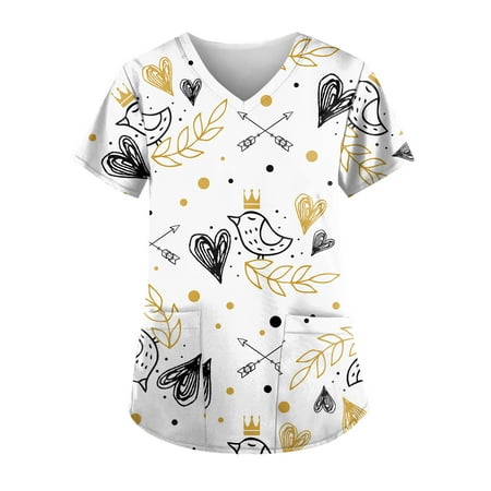 XHJUN Scrub Tops Women Ceil Blue Couple Happy Valentines Day Nurse Shirt Couple V Neck Short Sleeve Workwear Cute Print Yellow XXL
XHJUN Scrub Tops Women Ceil Blue Couple Happy Valentines Day Nurse Shirt Couple V Neck Short Sleeve Workwear Cute Print Yellow XXL