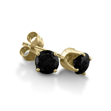 2/3ct Black Diamond Stud Earrings 14k Yellow Gold