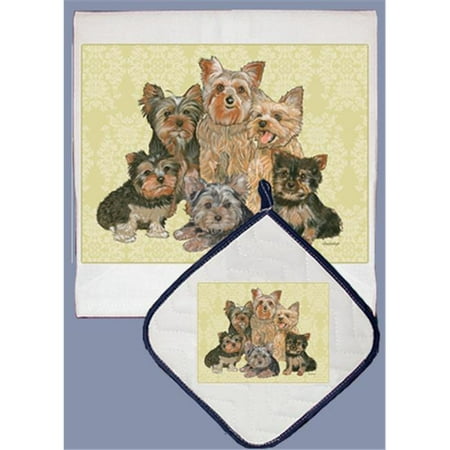 Dish Towel and Pot Holder Set - Yorkie Family