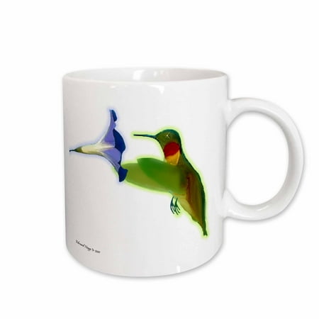 3dRose Morning Glory and Hummingbird Ceramic Mug 11-ounce