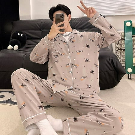 PIKADINGNIS Men Pajama Set Leisure Loose Pyjamas Cotton Lounge Wear Cardigan Turn-down Collar Print Luxury Home Suits Young Boy Sleepwear
PIKADINGNIS Men Pajama Set Leisure Loose Pyjamas Cotton Lounge Wear Cardigan Turn-down Collar Print Luxury Home Suits Young Boy Sleepwear