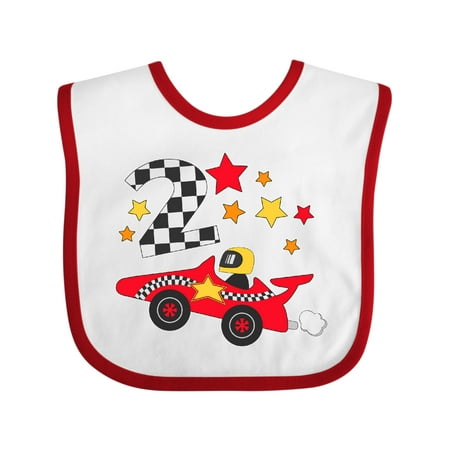 Inktastic Happy 2nd Birthday Red Racing Car Gift Baby Boy or Baby Girl Bib
