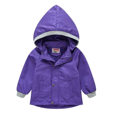 BIZIZA Toddler Rain Jackets for Baby Zip Up Waterproof Pockets Hooded Solid Color Long Sleeve 2-10Y Chlid Tops Purple 100
BIZIZA Toddler Rain Jackets for Baby Zip Up Waterproof Pockets Hooded Solid Color Long Sleeve 2-10Y Chlid Tops Purple 100