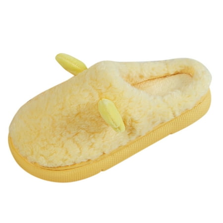 

iOPQO Women s slipper Women Cartoon Slip-On Furry Plush Flat Home Winter Open Toe Keep Warm Slippers Shoes warm home Baotou cartoon Yellow 39