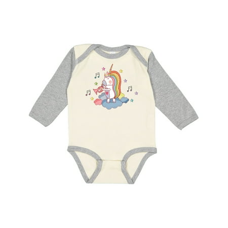 Inktastic Unicorn Trumpet Music Gift Baby Girl Long Sleeve Bodysuit