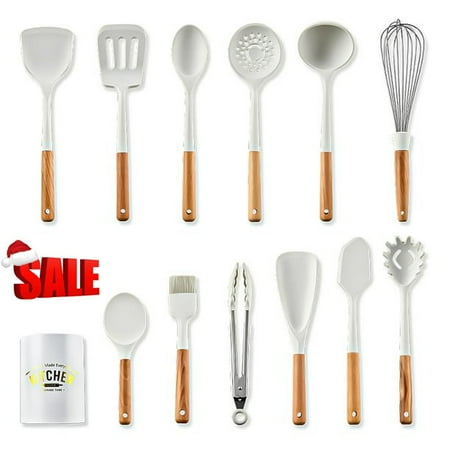 13PCS Kitchen Utensil Set Silicone Cooking Utensils Kit Spatula Heat Resistant Wooden Spoons Gadgets Tool for Non-Stick Cookware White
13PCS Kitchen Utensil Set Silicone Cooking Utensils Kit Spatula Heat Resistant Wooden Spoons Gadgets Tool for Non-Stick Cookware White