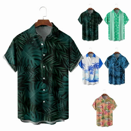 Teens Mens Crewneck Button Down Shirts Regular Vacation Clothes For Men