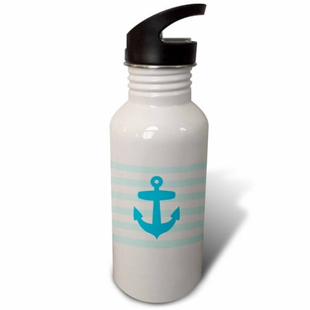

Nautical light blue anchor with patel baby blue sailor stripes pattern - French Breton Stripe 21 oz Sports Water Bottle wb-57472-1