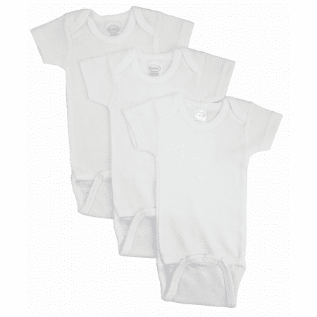 Bambini Short Sleeve White Bodysuits 3pk (Baby Boys Or Baby Girls Unisex)