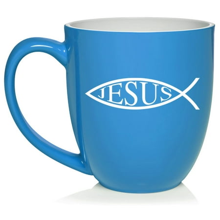 Jesus Fish Ceramic Coffee Mug Tea Cup Gift for Her Him Friend Coworker Wife Husband (16oz Light Blue)
Jesus Fish Ceramic Coffee Mug Tea Cup Gift for Her Him Friend Coworker Wife Husband (16oz Light Blue)