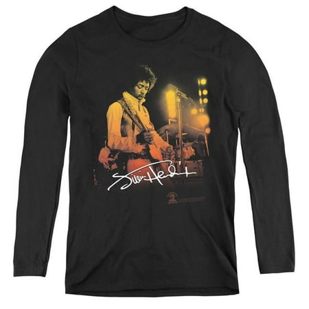 Trevco Sportswear JH112-WL-3 Jimi Hendrix & Live On Stage Womens Long Sleeve T-Shirt, Black - Large